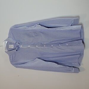Brooks Brothers 17 6/7 Blue White Stripe Slim Fit The Original polo dress Shirt